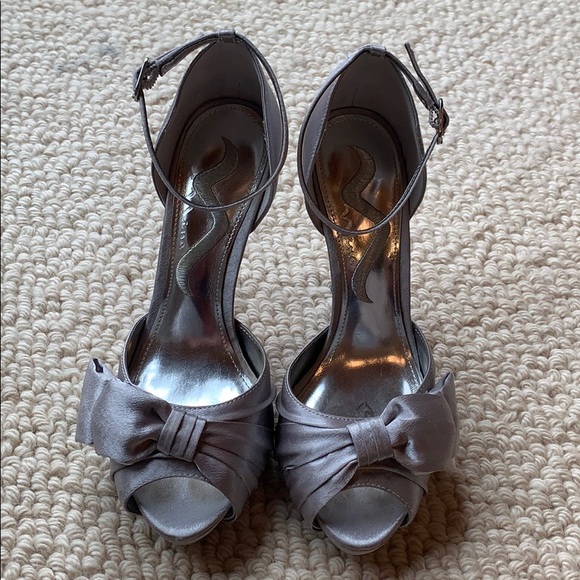 Pewter Nina Peep Toe Heels - Picture 2 of 4